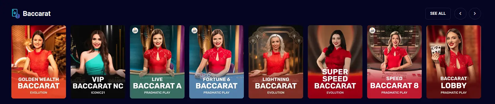 Spinjo live baccarat table with roadmap statistics